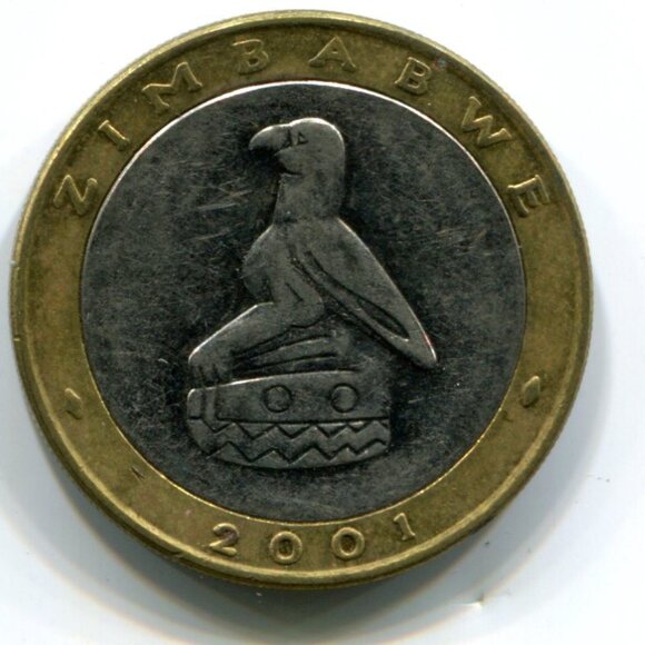 2001 Zimbabwe Bimetallic Rhino $5 Coin (b489-24) - Picture 1 of 2